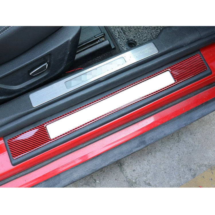2 in 1 Car Carbon Fiber Welcome Pedal Outer Frame Decorative Sticker for Ford Mustang 2015-2020