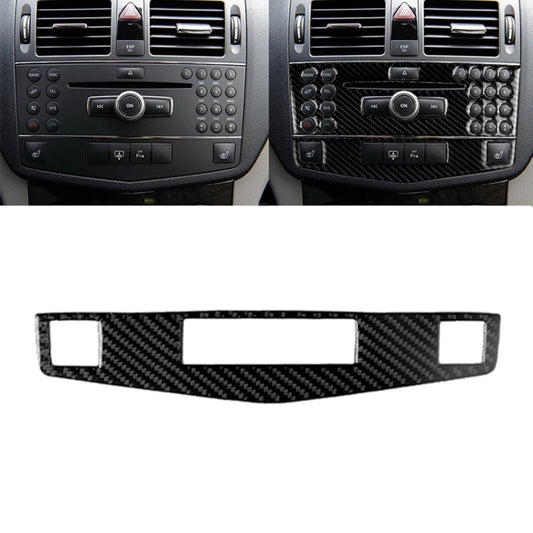Car Carbon Fiber Center Console Panel Decorative Sticker for Mercedes-Benz W204 C Class 2007-2010