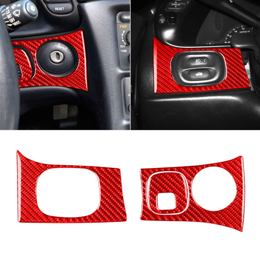 3 in 1 Carbon Fiber Car Headlight Key Panel Sticker for Chevrolet Corvette C5 1998-2004, Left Drive