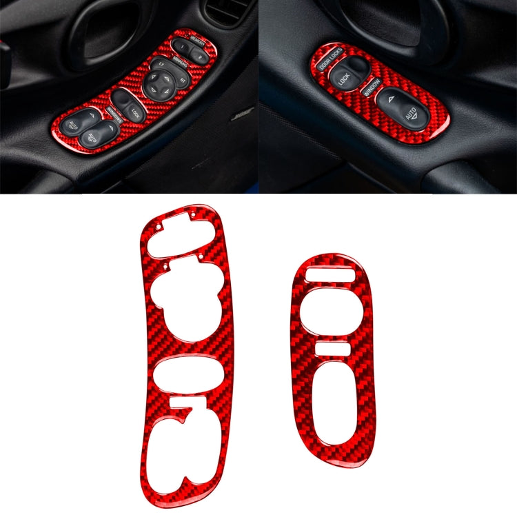 2 in 1 Car Carbon Fiber Door Control Panel Memory Seat Sticker Set for Chevrolet Corvette C5 1998-2004, Left Drive