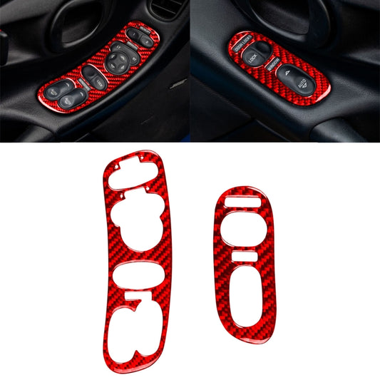 2 in 1 Car Carbon Fiber Door Control Panel Memory Seat Sticker Set for Chevrolet Corvette C5 1998-2004, Left Drive