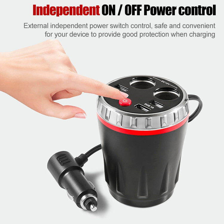 Cup Holder Car Charger Dual Cigarette Lighter 4USB Ports Charger Car MP3 Player