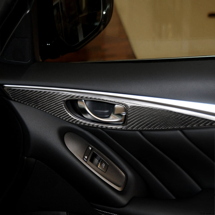 2 PCS Car Carbon Fiber Door Inner Handle Panel Decorative Sticker for Infiniti Q60, Left Drive