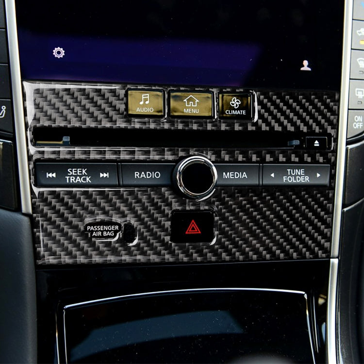 Car Carbon Fiber CD  Console Panel Decorative Sticker for Infiniti Q50 / Q60 2014-2020