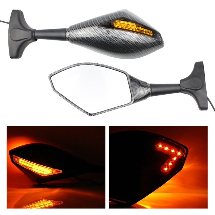 Motorcycle Modified Rear View Mirror Set with Light for Kawasaki