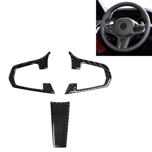3 in 1 Car Carbon Fiber Solid Color Steering Wheel Button Decorative Sticker for BMW 5 Series G30 X3 G01, Left and Right Drive Universal