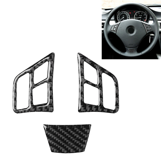 3 in 1 Car Carbon Fiber Solid Color Steering Wheel Button Decorative Sticker for BMW 3 Series E90 2005-2012, Left and Right Drive Universal
