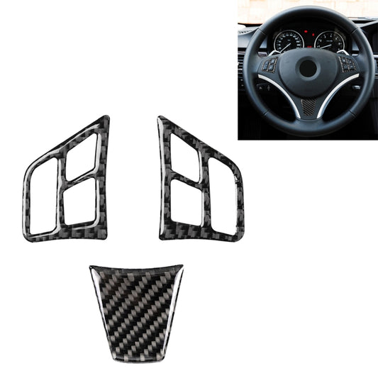 3 in 1 Car Carbon Fiber Solid Color Steering Wheel Button Decorative Sticker for BMW 3 Series E90 2005-2012, Left and Right Drive Universal