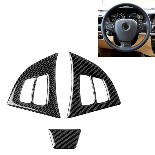 3 in 1 Car Carbon Fiber Solid Color Steering Wheel Button Decorative Sticker for BMW E70 2008-2013 X5, Left and Right Drive Universal