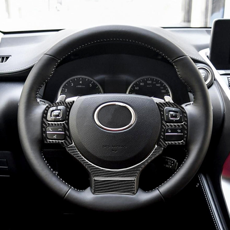 4 in 1 Car Carbon Fiber Steering Wheel Button Decorative Sticker for Lexus IS250 NX200 200t 300h, Left and Right Drive Universal