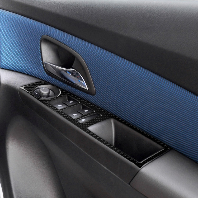Car Carbon Fiber Window Lift Switch Panel Decorative Sticker for Chevrolet Cruze 2009-2015, Right Drive