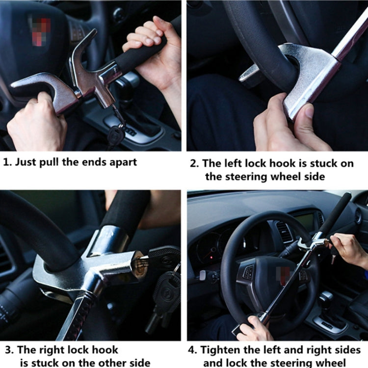 Car Adjustable Telescopic U Shape Steering Wheel Lock Anti-theft Cipher Lock with Safety Hammer