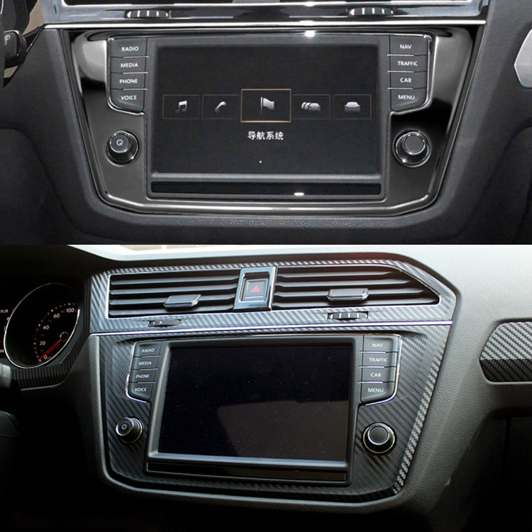Car Carbon Fiber Navigation Frame Decorative Sticker for Volkswagen Tiguan L 2019-2021, High Configuration