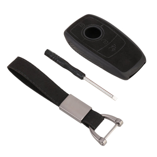Car Flocking Plastic Square-shaped Key Protective Cover Two Buttons for Mercedes-Benz