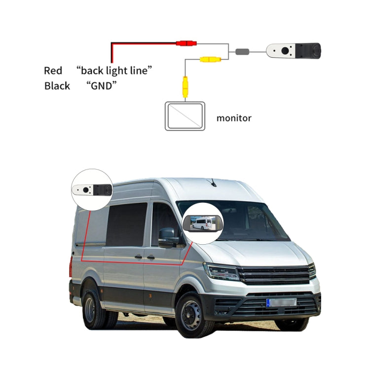 PZ475 Car Waterproof 170 Degree Brake Light View Camera + 7 inch Rearview Monitor for Volkswagen Crafter