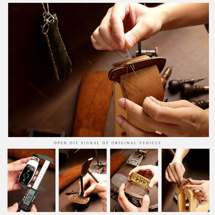 Hallmo Car Cowhide Leather Key Protective Cover Key Case for Mazda Axela 3-button