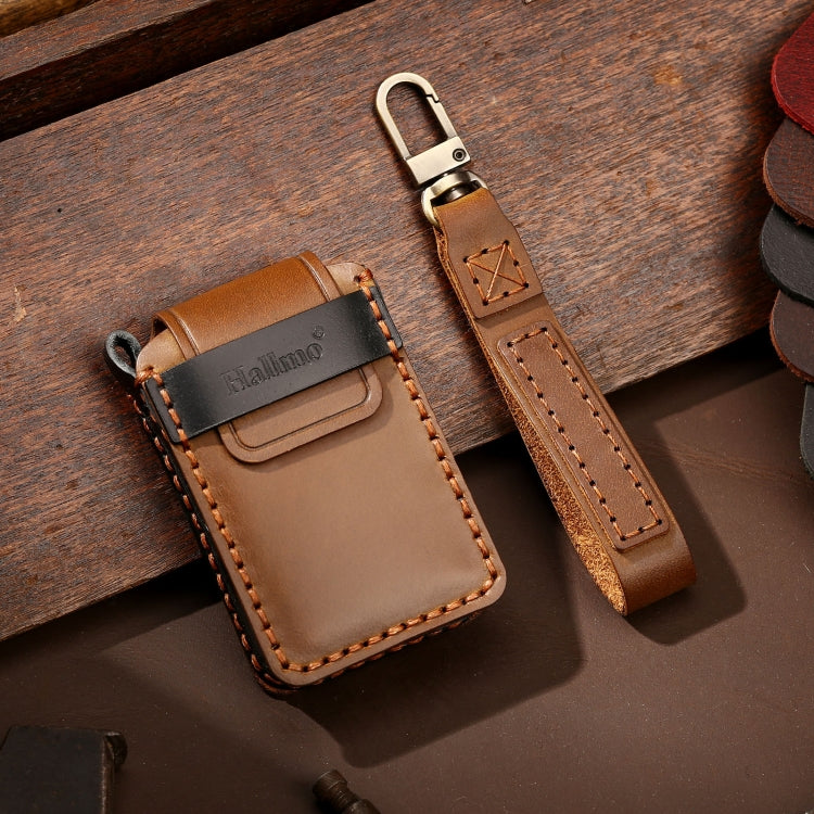 Hallmo Car Cowhide Leather Key Protective Cover Key Case for Volvo 6-button
