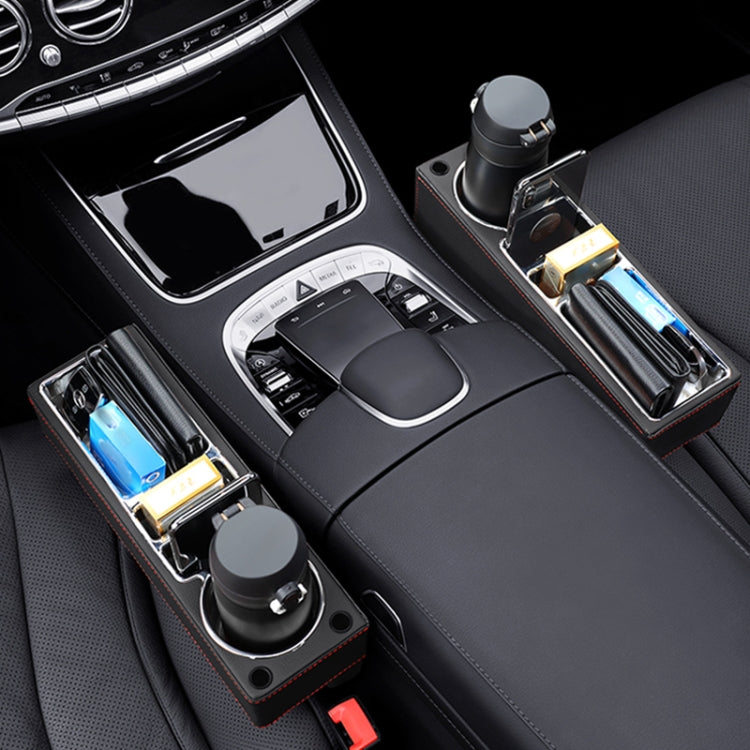 Car Multi-functional Console PU Leather Box Cup Holder Seat Gap Side Storage Box