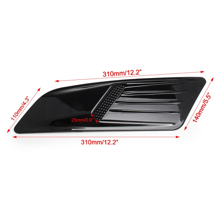 2 PCS Car Decorative Air Flow Intake Scoop Bonnet Side Fender Vent Hood Set for Ford Mustang 2015-2017, Bright Black
