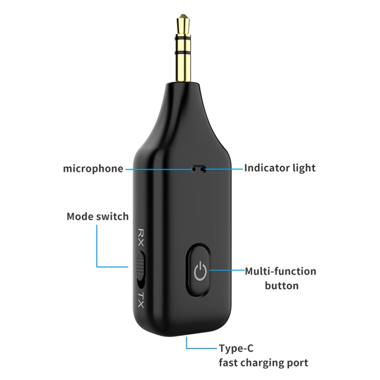 A60 3 in 1 Car Bluetooth Receiver Transmitter 3.5AUX Hands-free Call