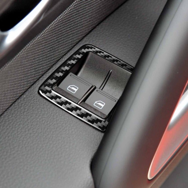 2 PCS / Set Carbon Fiber Car Window Buttons Decorative Sticker for Volkswagen Scirocco 2009-2016,Left and Right Drive Universal