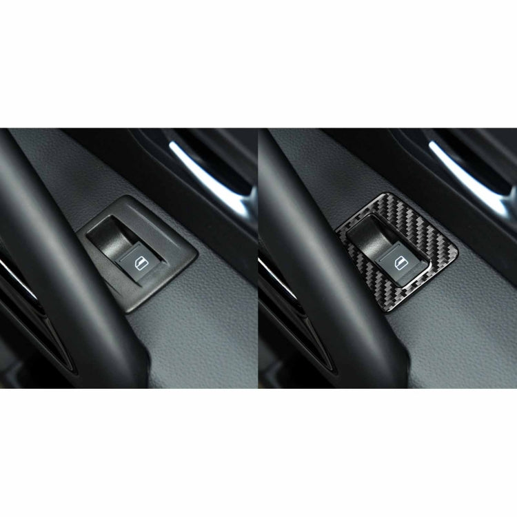 2 PCS / Set Carbon Fiber Car Window Buttons Decorative Sticker for Volkswagen Scirocco 2009-2016,Left and Right Drive Universal