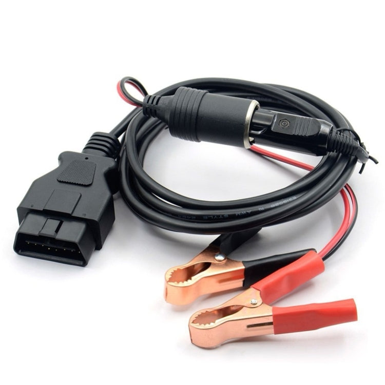 OBD II Car ECU Emergency Power Supply Cable Memory Saver with Alligator Clip-On Cigarette Lighter Power Socket