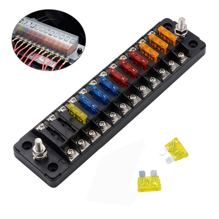ZH-978A2 FB1902 1 In 12 Out 12 Ways Independent Positive Negative Fuse Box with 24 Fuses for Auto Car Truck Boat