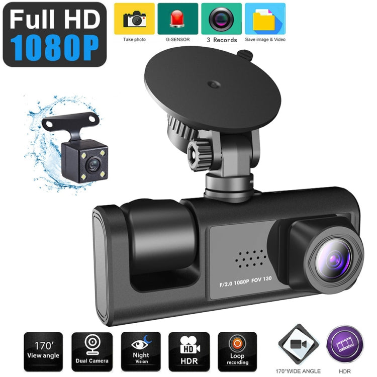 A1 3-lens Video HD Night Vision Car Driving Recorder, with Rear View Camera