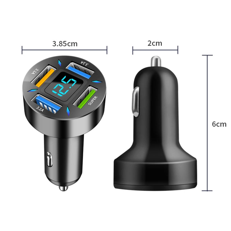 4 in 1 USB 66W Digital Display Car Super Fast Charger