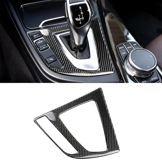 Carbon Fiber Car Gear Panel Decorative Sticker for BMW (F30) 2013-2017 / (F34) 2013-2017, Sutible for Left Driving