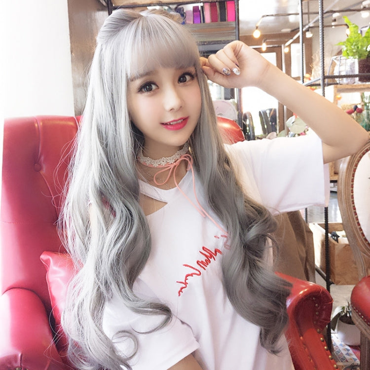 Air Bangs Fluffy Long Curly Hair Wig Rose Net Headgear for Women