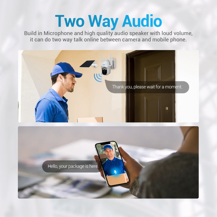 ESCAM QF103 3MP Cloud Storage PT WIFI PIR Alarm IP Camera with Solar Panel Battery Support Full Color Night Vision & Two Way Audio