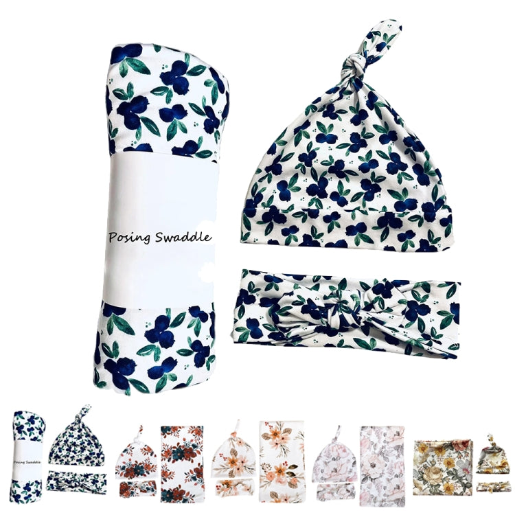 Newborn Baby Three-piece Swaddling Scarf  Cap Headband