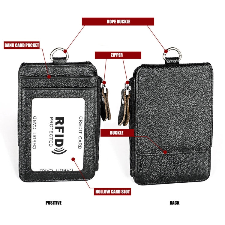 KB172 Antimagnetic RFID Leather Card Holder Office Work Certificate Case Chest Card