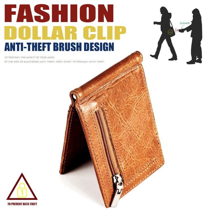 9603 Antimagnetic RFID Crazy Horse Texture Leather Wallet with Card Slots
