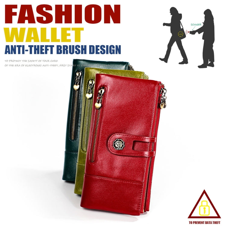 3513 Antimagnetic RFID Multi-function Retro Leather Lady Wallet Large-capacity Purse with Card Holder
