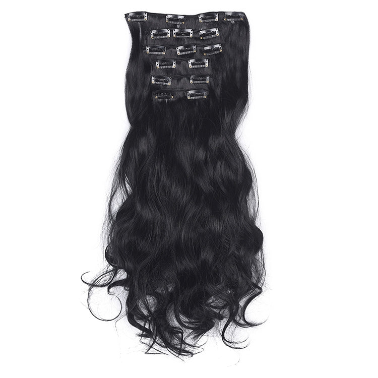 50cm 16 Card Long Curly Hair Wig Seamless Hair Extension Piece