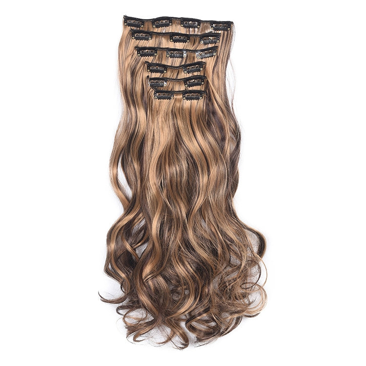 50cm 16 Card Long Curly Hair Wig Seamless Hair Extension Piece