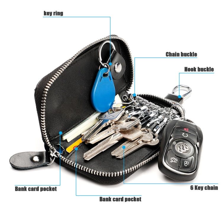 9108 Large Capacity Zipper Leather Keys Holder Bag Multi-function Wallet
