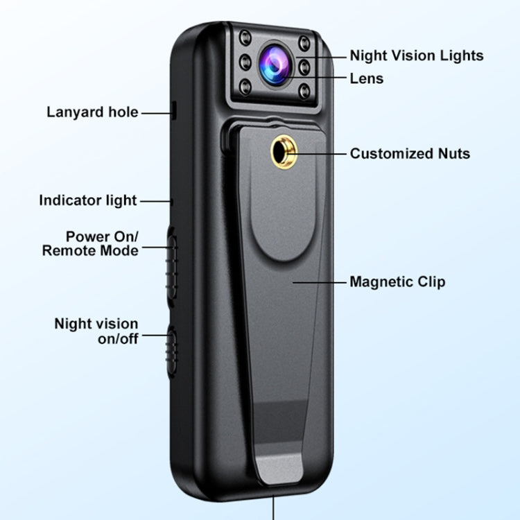 A82 IR Night Vision Rotating Lens 2K HD Video WiFi Recorder with Back Clip