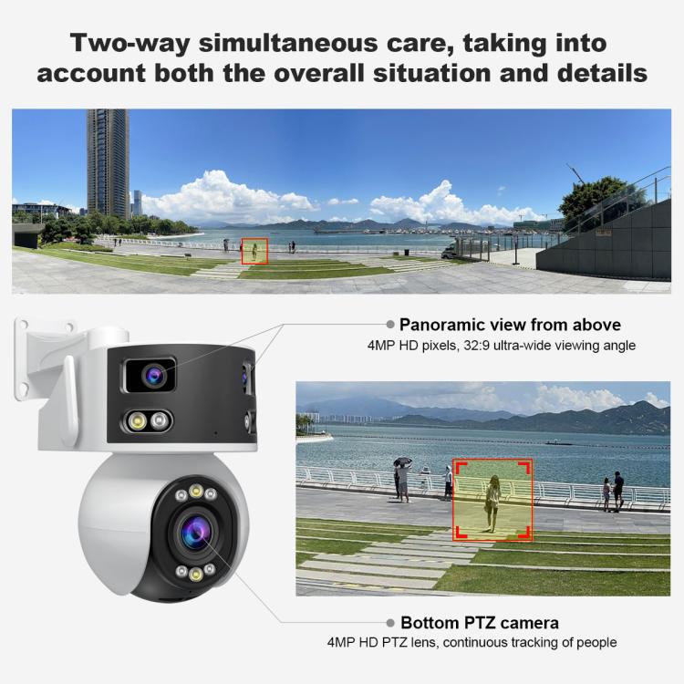SriHome SH055B 8MP HD Multi-lens Super Wide Angle Panoramic PTZ Dome Camera