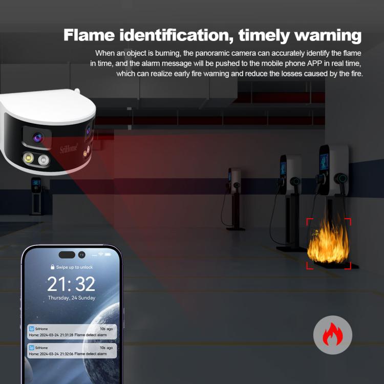 SriHome SH070 4MP Binocular Stitching Ultra-wide Angle Waterproof Camera Supports Full-color Night Vision