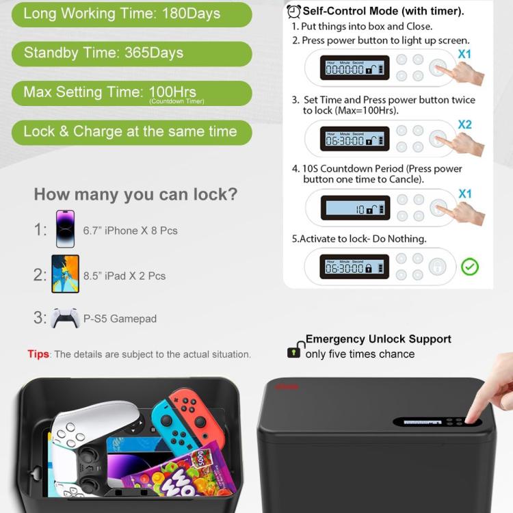 Smart Time Management Phone Self-lock Storage Box