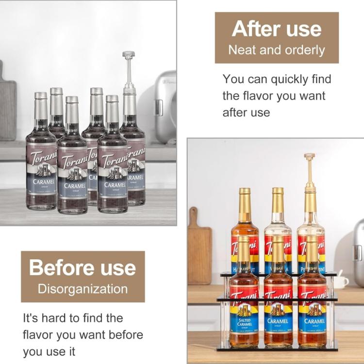 YX164 Acrylic 2 Tier Coffee Syrups Bottle Rack Organizer