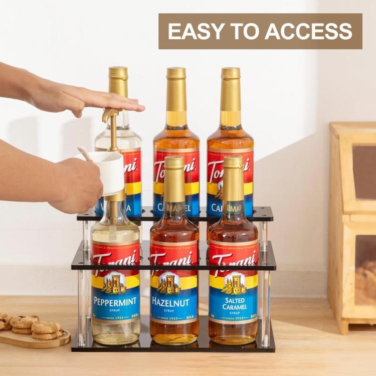 YX164 Acrylic 2 Tier Coffee Syrups Bottle Rack Organizer