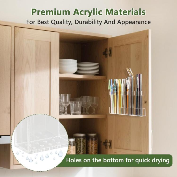 YX166 Acrylic Straw Wall Mount Bracket, with Double Sided Adhesion Stickers