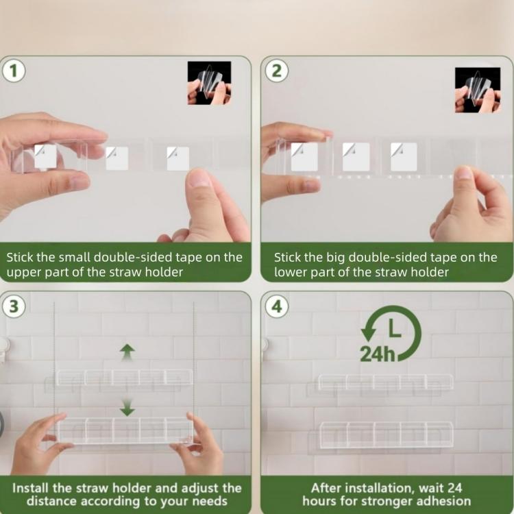 YX166 Acrylic Straw Wall Mount Bracket, with Double Sided Adhesion Stickers
