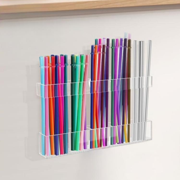 YX166 Acrylic Straw Wall Mount Bracket, with Double Sided Adhesion Stickers