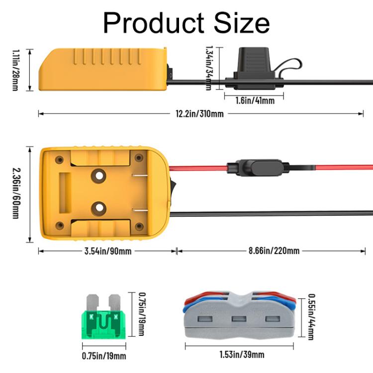 For DeWALT DCB Series 18V / 20V Lithium Battery DIY With Cable And Switch Adapter External Power Adapter Connector
